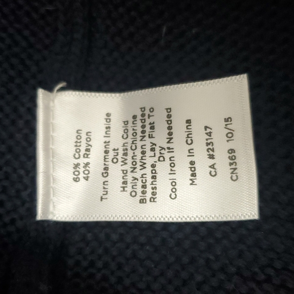 Talbots sweater beaded lobster navy blue knit cotton blend women size M - Picture 5 of 5